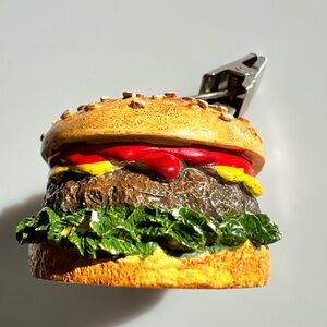 Vintage Realistic Resin Cheeseburger Memo Clip Holder Desk Accessory nWOT